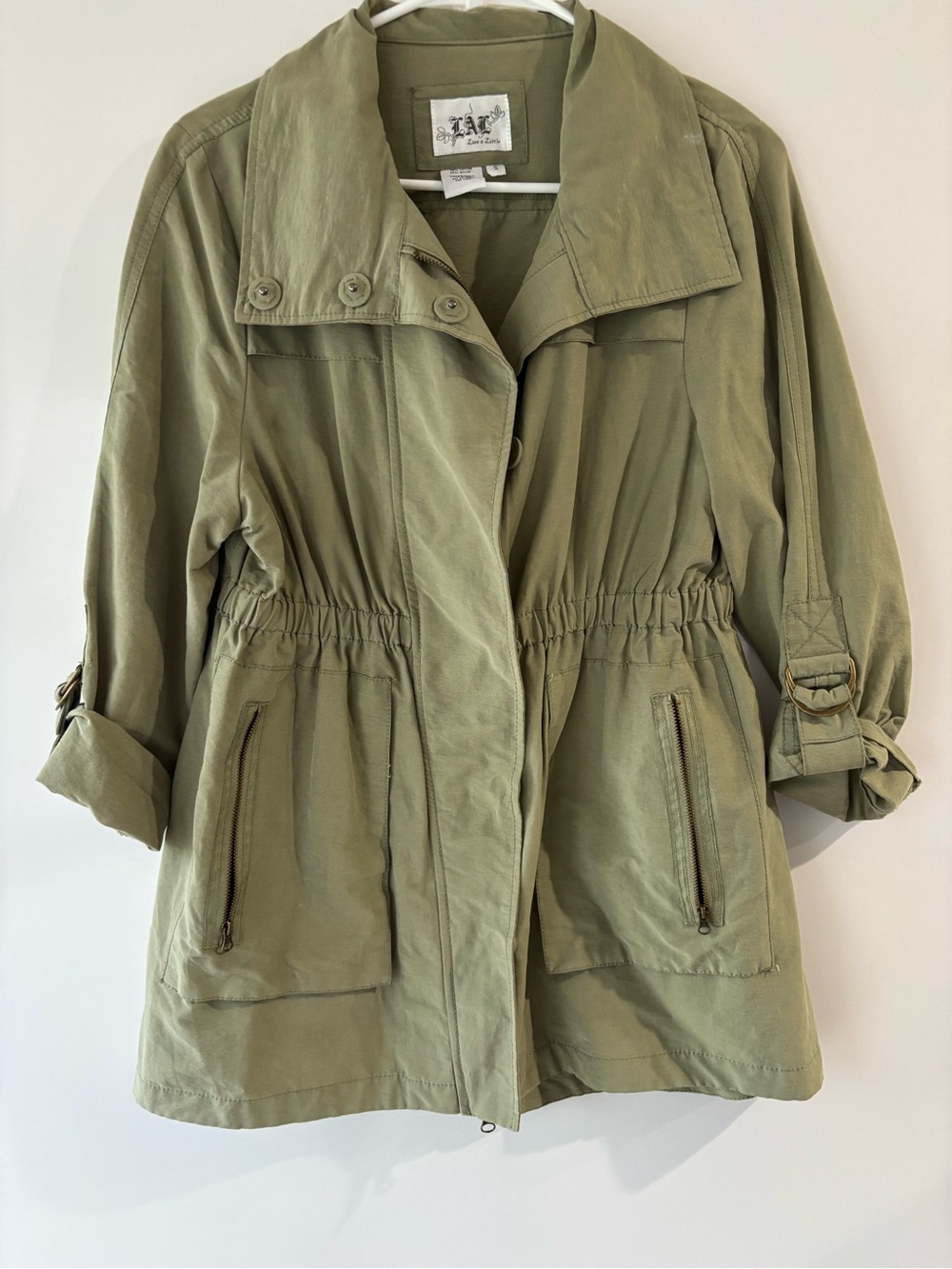 Live a Little Olive Green Utility Jacket with Drawstring Waist